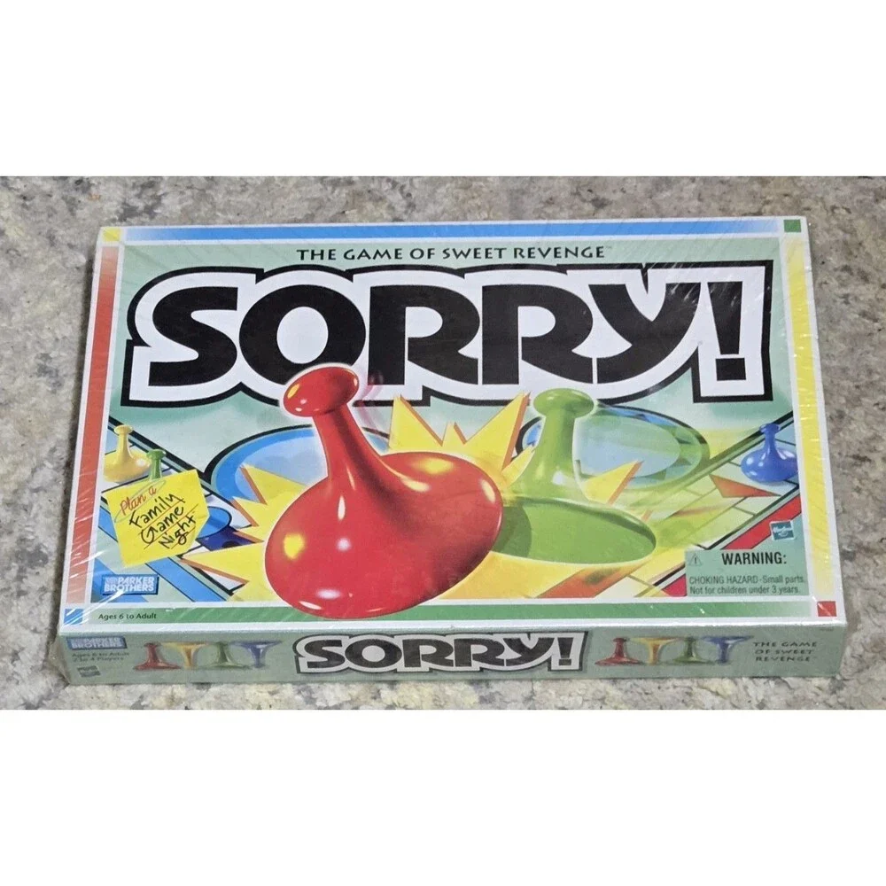1998 Sorry Board Game Parker Brothers Hasbro Family Fun NEW SEALED